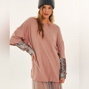 FREE PEOPLE Nellie Sequined Twofer Pink and Silver Women's Top